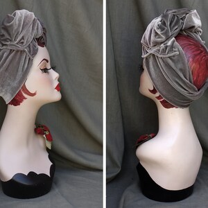 Samt GRAU // Urban Turban Haarband // Turbandband in DIVA Vintage Stil // 30er 40er Jugendstil // Geschenkidee Bild 5