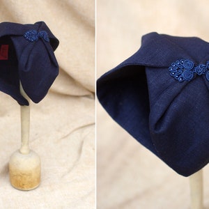 NAVY blue Half Hat pure linen Summer // Headpiece Vintage 30s 20s Art Deco // elegant Diva Look // Headband Fascinator roaring accessories Posament