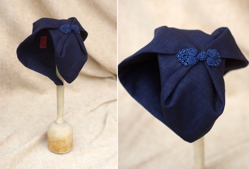 NAVY blue Half Hat pure linen Summer // Headpiece Vintage 30s 20s Art Deco // elegant Diva Look // Headband Fascinator roaring accessories Posament