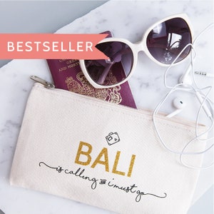 Personalised 'Destination Is Calling' Travel Pouch - 18th Birthday Gift - Honeymoon Gift - Mothers Day Gift