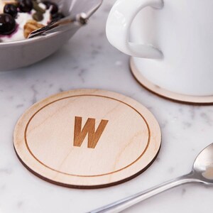 Personalised Initial Wooden Drinks Coaster - Monogram Engraved Coaster Gift