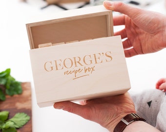 Personalised Wooden Recipe Card Box - Recipe Box - Recipe Box and Cards - Recipe Cards - Food Lover - Cooking Gift - Gift For Bakers