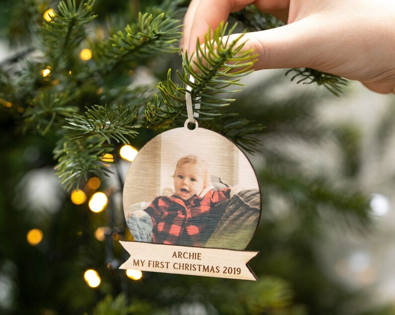 Personalised My First Christmas Photo Bauble - Baby's First Christmas Decoration 