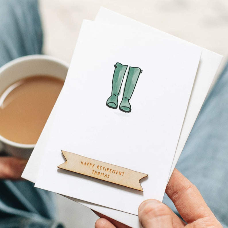 Happy Retirement Good Luck Card Teacher Retirement Personalised Garden Wellies Retirement Card