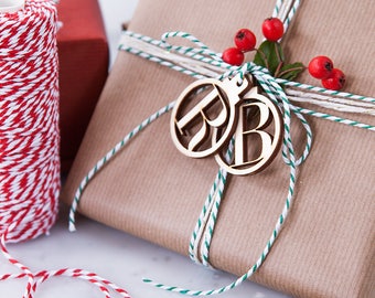 Initial Wooden Christmas Bauble Gift Tags - Christmas Tags - Wooden Gift Tag - Initial Tags - Letter Gift Tags - Personalised Tags