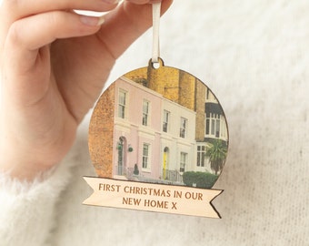 Personalised New Home Christmas Photo Bauble - Christmas Photo Decoration - Our First Home Bauble