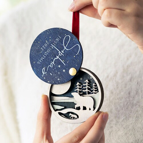 Pallina di Natale di lusso 3D personalizzata - Prima decorazione natalizia per bambini - Ornamento per bambini