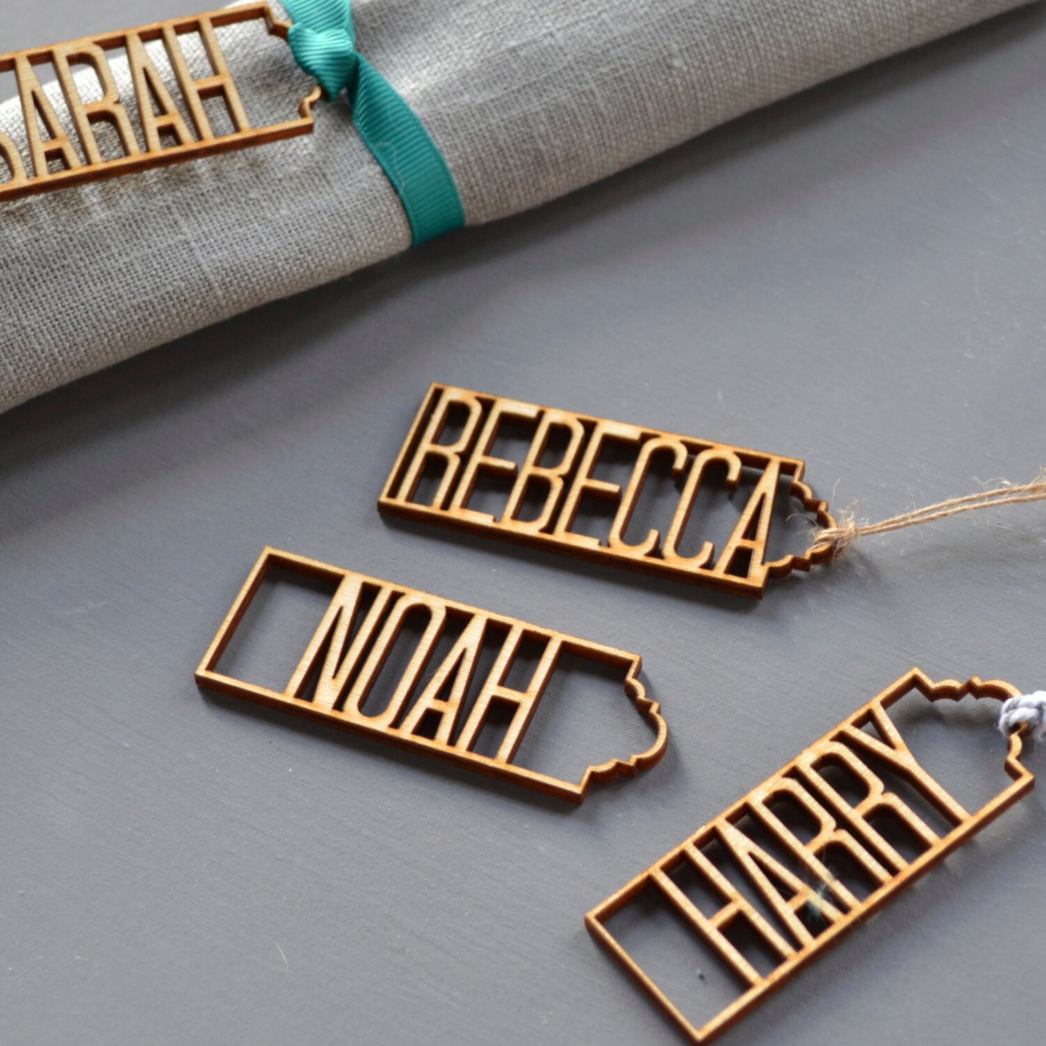 Wooden Name Place Settings Wooden Gift Tag Rustic Wedding Etsy