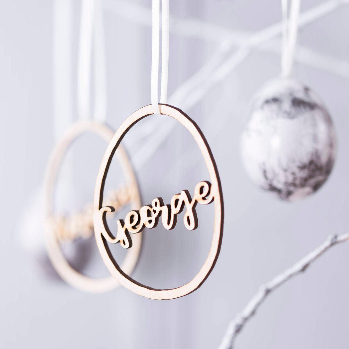 Décoration Personnalisée d'oeuf de Pâques Suspendu - Décor Rustique Oeuf Personnalisé