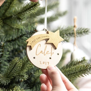 Personalised First Christmas Star Bauble Decoration - 1st Christmas Gift Ideas - First Christmas Decoration by Clouds and Currents