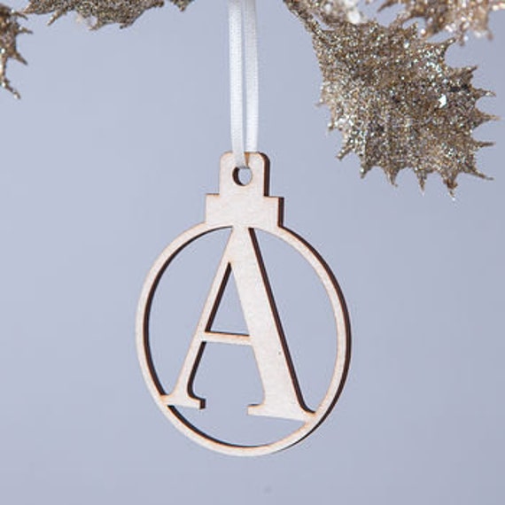 Personalised Letter Christmas Decoration Rustic Christmas Wooden Letter Bauble