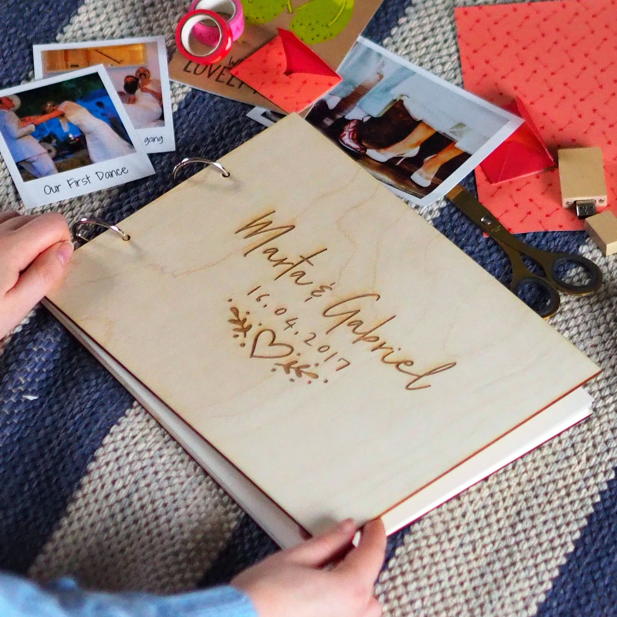 1 Year Anniversary Wooden Scrapbook – Perfect for Your Wife or Girlfriend