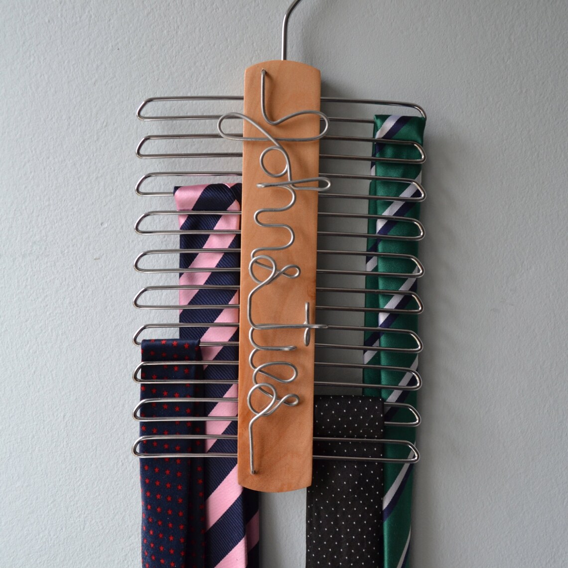 Personalised Wooden Tie Hanger Personalised Tie Storage Gift Etsy