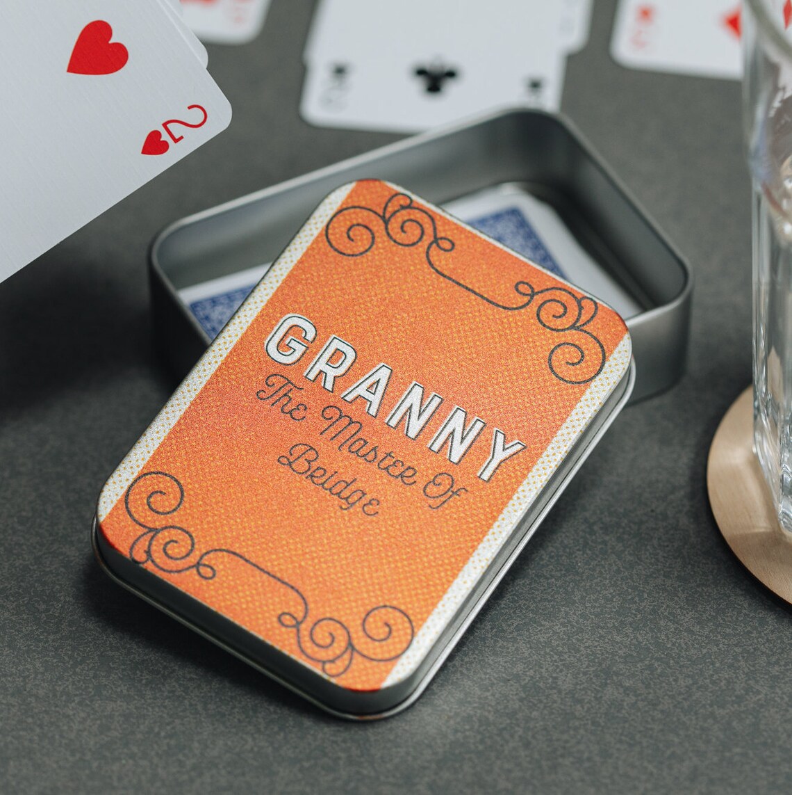 Personalised Bridge Card Game Tin Custom Playing Cards Etsy