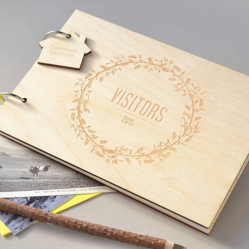Personalised Wreath Visitors Guest Book Hotel Guest Book Etsy