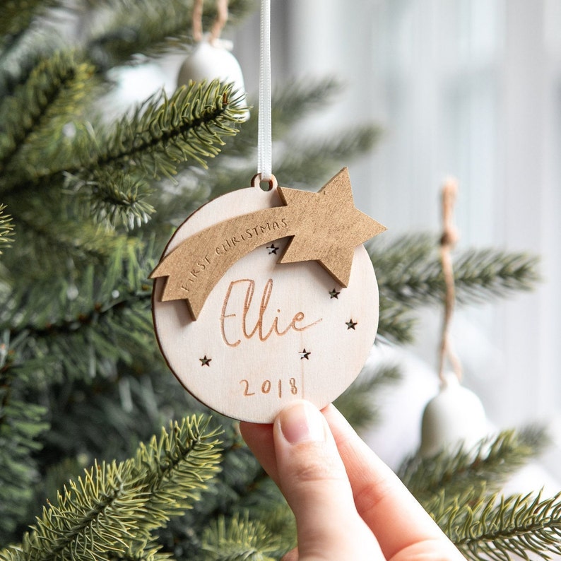 Personalised First Christmas Star Bauble Decoration - 1st Christmas Gift Ideas - First Christmas Decoration by Clouds & Currents