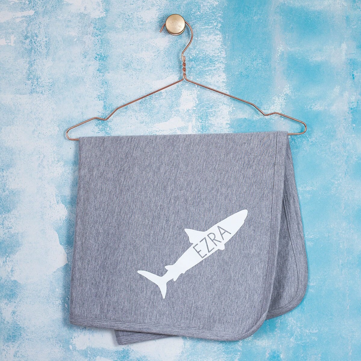 Couverture Personnalisée Pour Bébé Shark New - Couverture de Nom Réception Souvenir Baptême Cadeau B