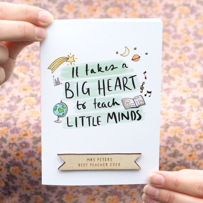 Personalised Big Heart Teacher Thank You Card