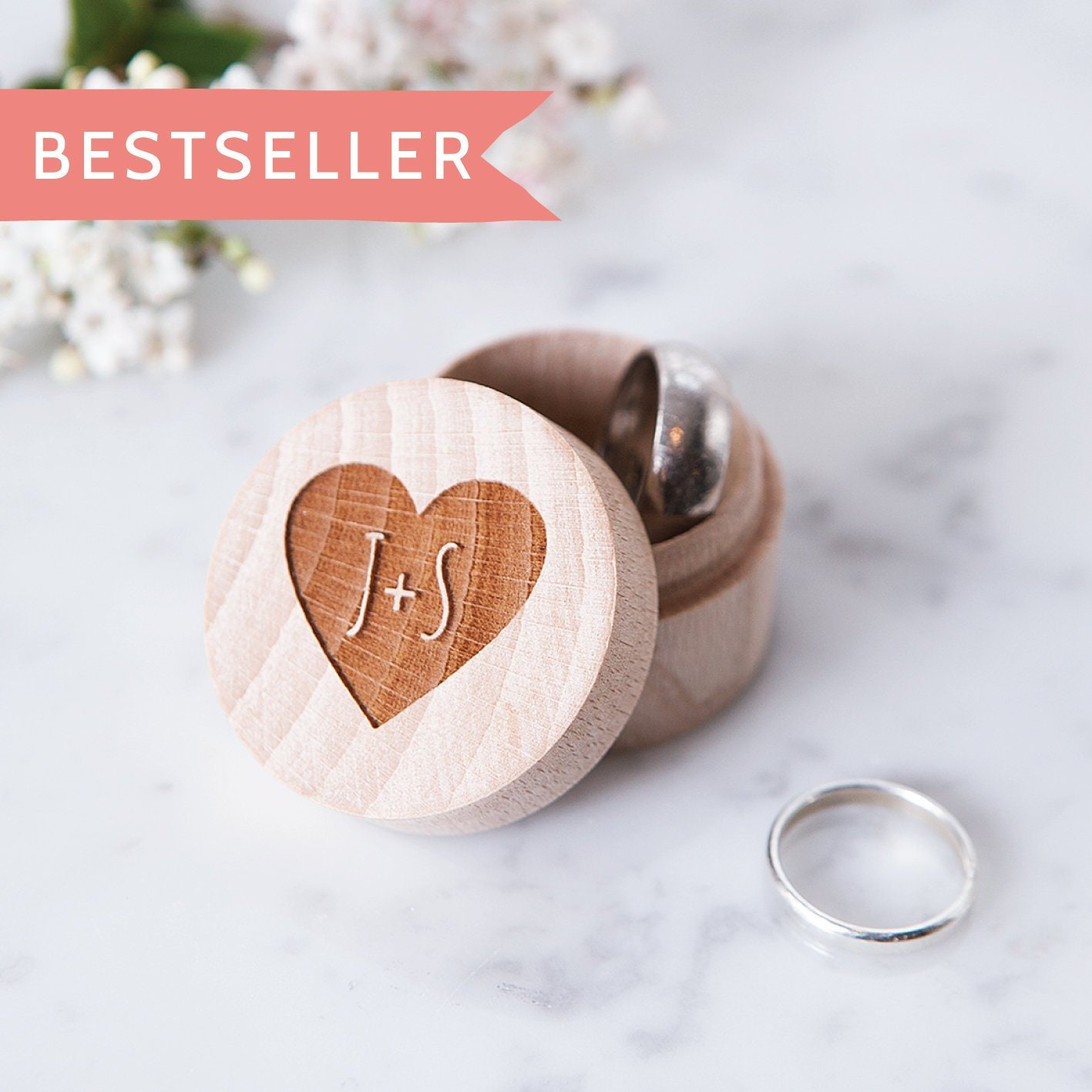 Personalised Wedding Ring Box Rustic Wooden Wedding Ring Holder Ring Bearer Box