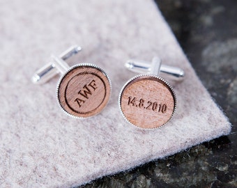 Personalised Monogram And Date Cufflinks - 5th Anniversary Gift - Custom Cufflink Set - Page Boy Gift