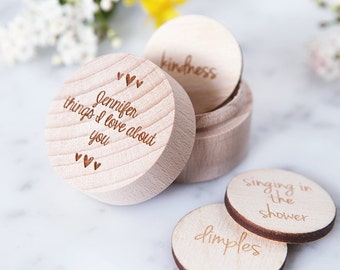 Personalised 'Reasons I Love You' Token Box - 5th Wedding Anniversary - Love Tokens - Mothers Day Gift