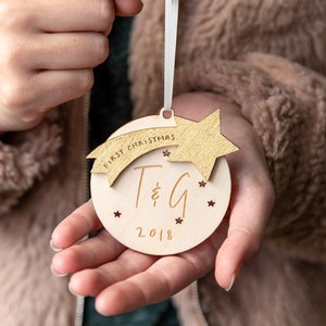 Personalised First Christmas Star Bauble Decoration - 1st Christmas Gift Ideas - First Christmas Decoration by Clouds and Currents
