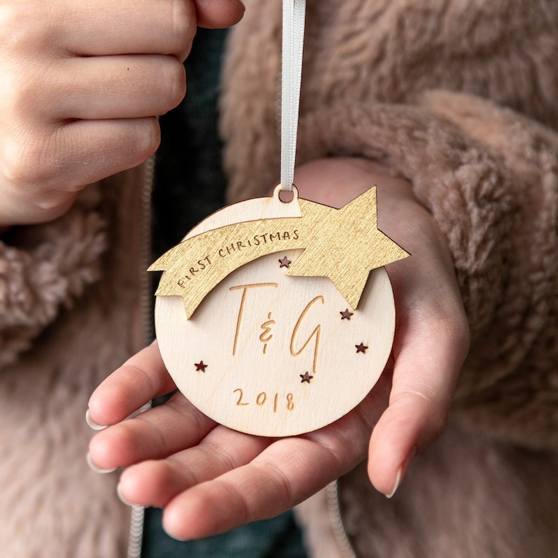 Personalised First Christmas Star Bauble Decoration - 1st Christmas Gift Ideas - First Christmas Decoration by Clouds and Currents