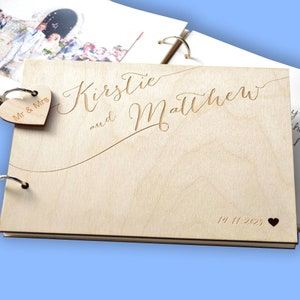 Personalised Calligraphy Guest Book - Wedding Guest Book - Rustic Wooden Guest Book - Personalised Couples