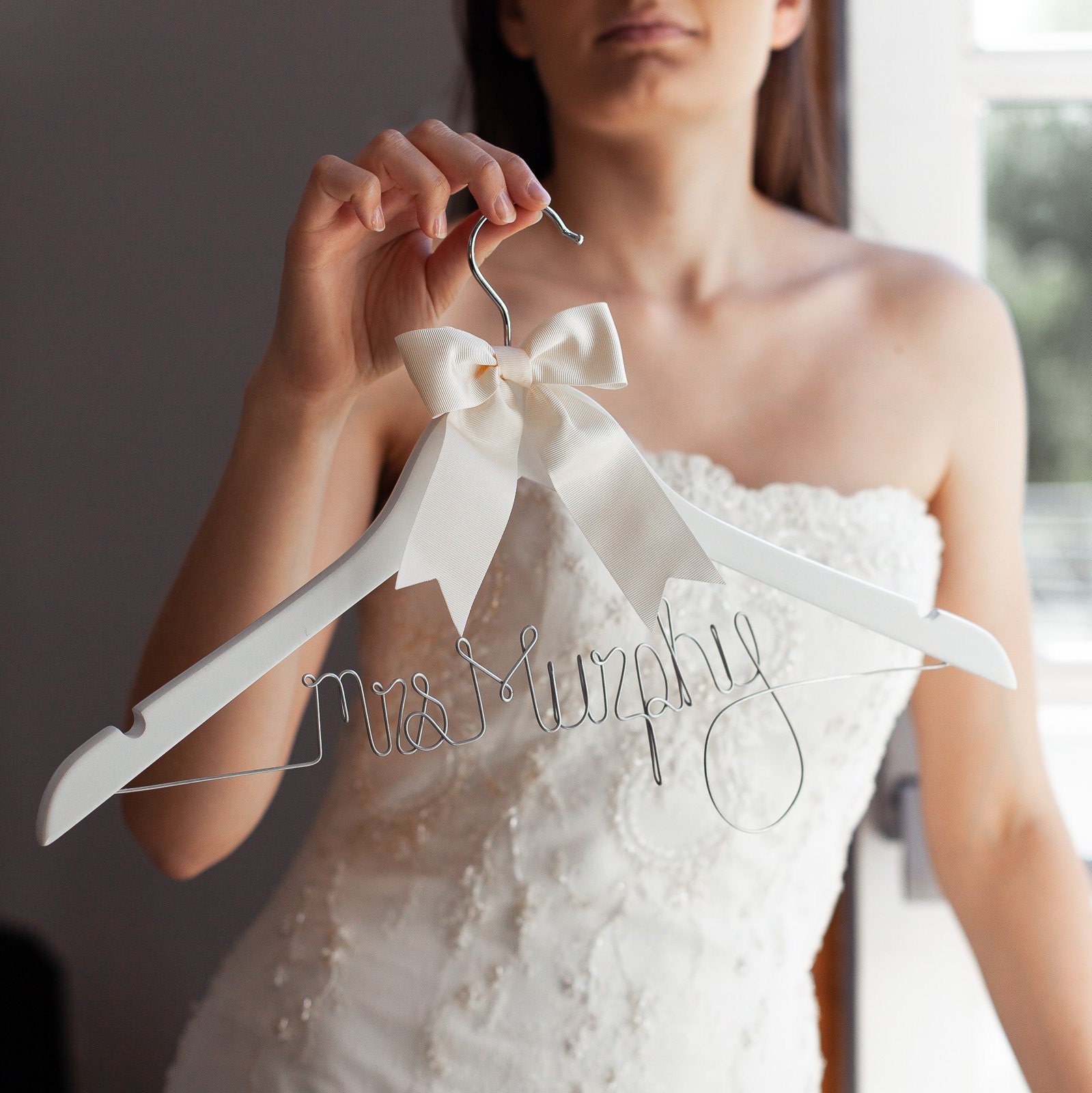 Personalised Wedding Dress Hangers Natural Wood // Bride // Bridesmaid // Bridal 