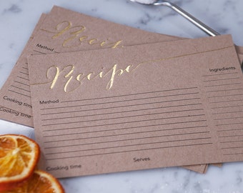 Set Of Hand Pressed Foil Recipe Cards - Recipe Card Box - Recipe Organizer - Vintage Recipe Cards
