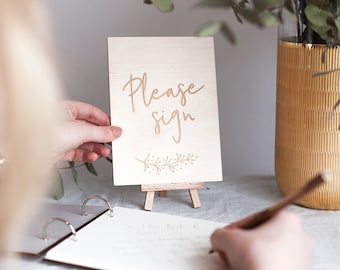 Signo floral del libro de visitas de la boda - Be Our Guest Sign - Centro de mesa de bodas