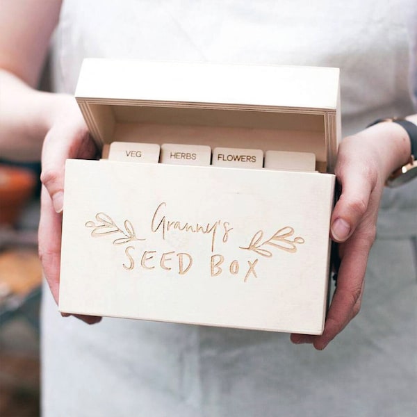 Personalisierte Blumen Garten Samen Box - Geschenke für Gärtner - Samen Aufbewahrungsorganisator