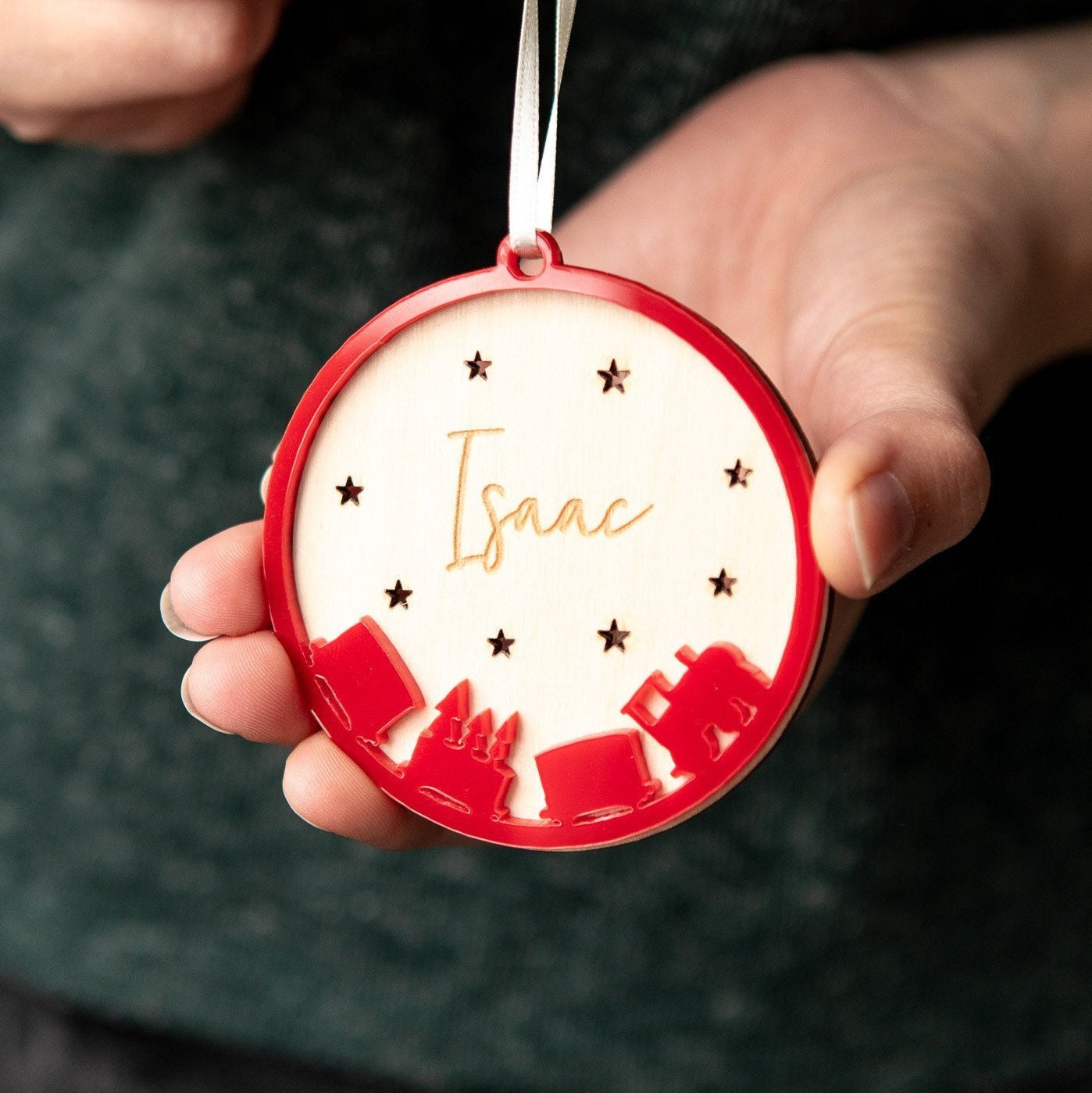 Décoration Personnalisée de Bauble Train Noël - Nom Bauble Premier Cadeaux à Vapeur