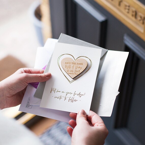 Personalised Luxury 'save the Date' Heart Magnet Cards - Etsy