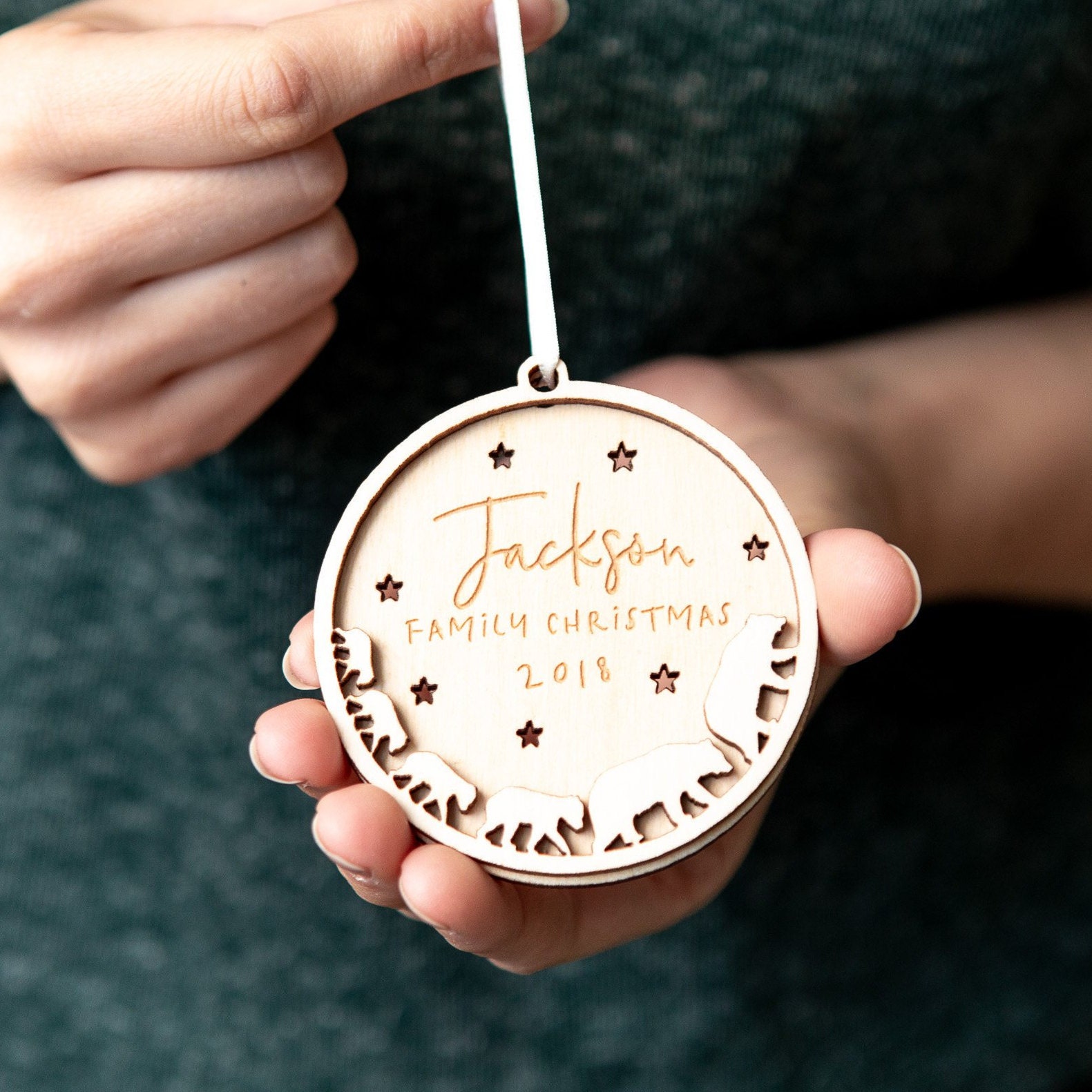 Bauble de Noël Familiale Ours Personnalisée - Ornement Famille d'ours Mon Premier Ornement Décoratio