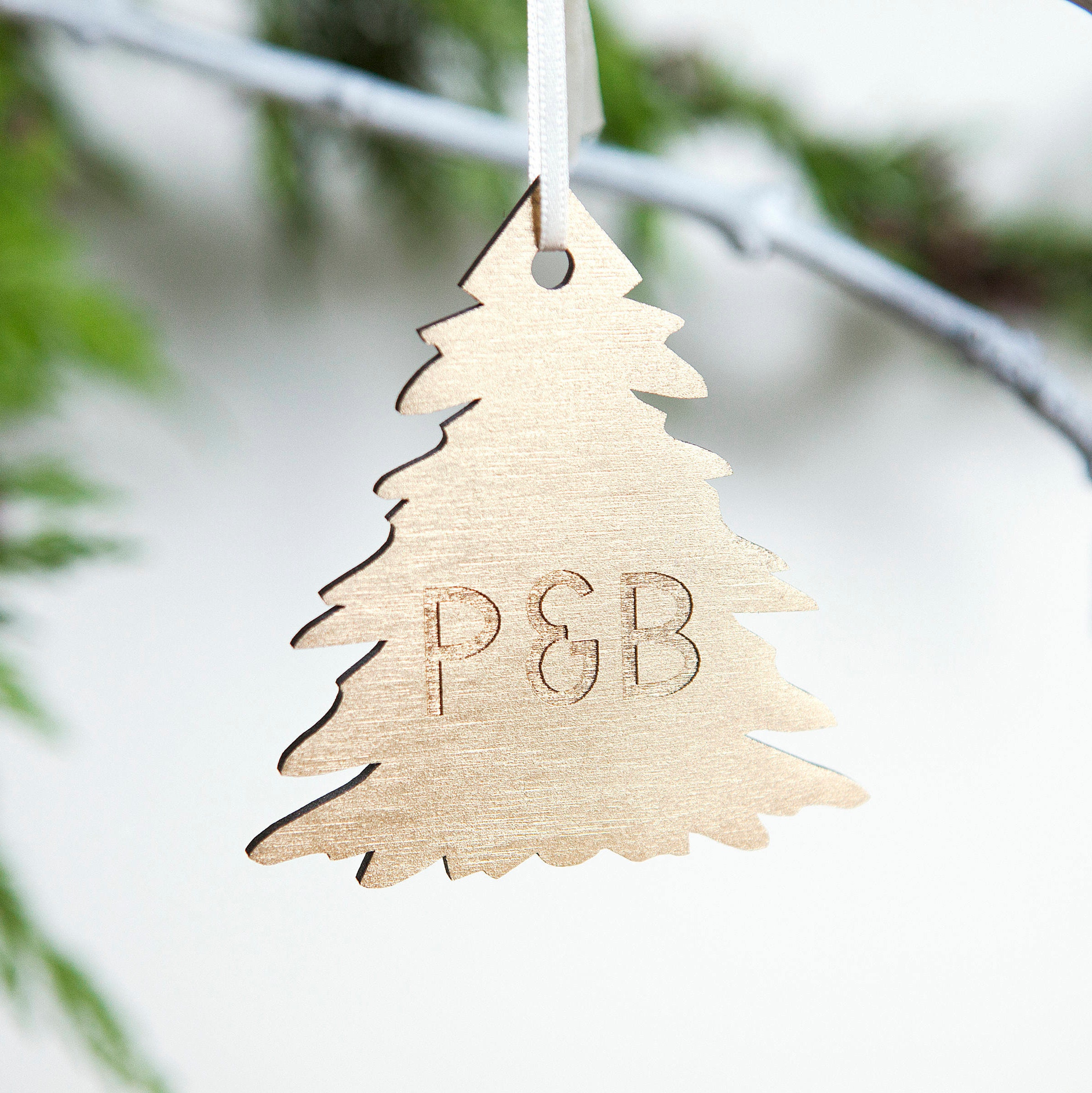 Personnalisé Or Nouvelle Maison Noël Bauble - Nom Monogramme en Bois Bauble