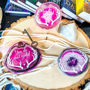 You do not yield Throne Of Glass inspired decor motivational quote pink lettered agate bookshelf decor fantasy book quote TOG Surprise me