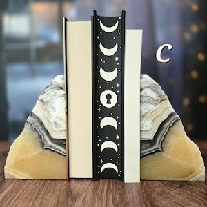 Zebra Onyx Bookends - Stone Bookend pair - Bookshelf decor