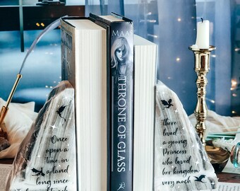 Zebra Onyx Bookends - Once upon a time - book quote Bookends - Throne of Glass Bookends - kingdom of Ash quote - Sarah J Maas - TOG