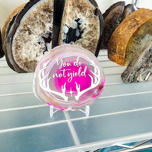 You do not yield - Throne Of Glass inspired decor - motivational quote - pink lettered agate - bookshelf decor - fantasy book quote - TOG
