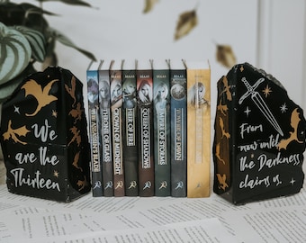Pre- order - obsidian bookends - book quote Bookends - Throne of Glass Bookends - we are the thirteen - until darkness - Sarah J Maas - TOG