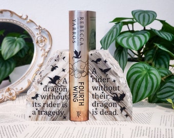 Fourth Wing Onyx Bookends - Dragon Decor - Rebecca Yarros book quote - Fantasy Book quote - Officially licensed Fourth wing merch