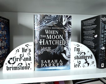 When the Moon Hatched - fantasy bookends - White Marble Bookends - Book Quote Bookends - gift for reader