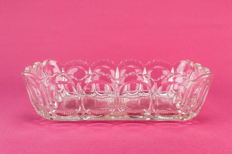 Antique Spectacular Glass Panelled Large BOWL Crystal Arts Crafts Cereal Dining English Circa 1910