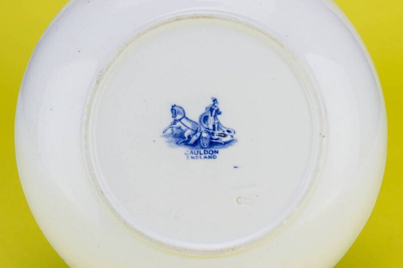 Antique 8/'/' Circa 1900 BOWL Blue Serving Medium Landscape Cauldon And White Cereal English Porcelain