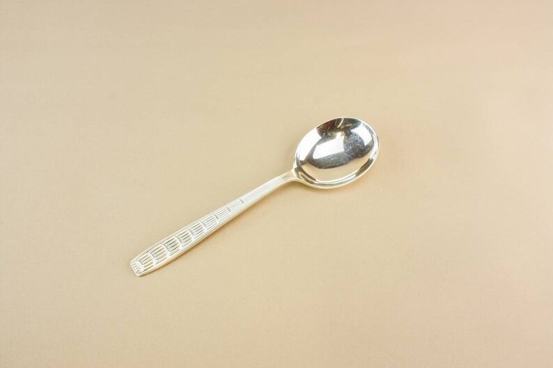 6 Vintage Silver Plated Mid-Century Modern Serving Medium Elegant SPOONS AP Co Cutlery Retro English 1950s