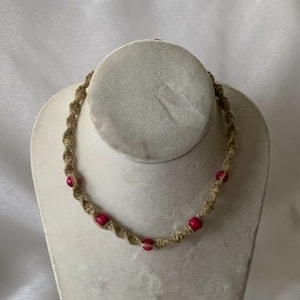 Hemp Hippie Boho Necklace, 1990s Unisex Necklace