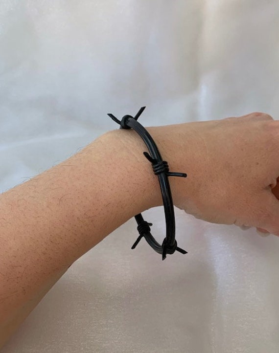 Men s Unisex Rubber Bracelet 1980 s Punk Barbed Wire Bracelet