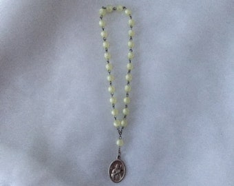 Glow In The Dark St Theresa Chaplet, Religious Catholic Gift, Vintage Silver Chaplet