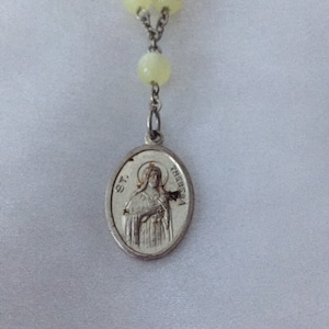 Glow In The Dark St Theresa Chaplet, Religious Catholic Gift, Vintage Silver Chaplet